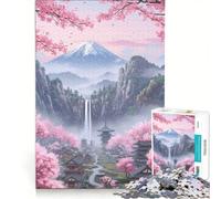 Puzzles for Adults 1000 Pieces Japanese Landscape with Cherry Blossoms, Educational Toy, Pattern Assembly, Artists Collection, Fine Art (50x75cm)