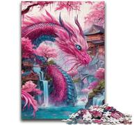 Puzzles for Adults 1000 Pieces Japanese Pink Dragon Educational Games Home Decoration Educational Game for Birthday, Chrismas 50x75cm
