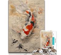 Puzzles for Adults 1000 Pieces Japanese Style Koi 1000 Pieces for Teenagers,Brain Intelligence Challenge Addictive Toys for Home Decoration 38x26cm