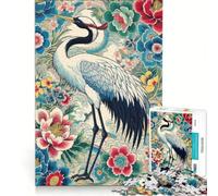 Puzzles for Adults 1000 Pieces Japanese Ukiyo-E Crane And Flowers, Educational Toy, Staycation Kill Time, Birthday Present, Gifts, (38x52cm)