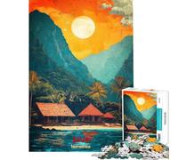 Puzzles for Adults 1000 Pieces Java Art Poster Puzzles for Adults Brain Teaser Game For Family Fun Christmas Birthday Gifts (Size 38x26cm)