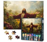 Puzzles for Adults 1000 Pieces Jesus Puzzles Jesus in the Garden Challenging Puzzle Suitable for Game Nights Adult and Adolescent Family Toy Finished Puzzle Size: 70x50cm