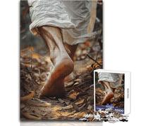 Puzzles for Adults 1000 Pieces Jesus Walking, Follow Him Brainteaser Family Games Staycation Kill Time Gifts Ideas Size 38x26cm