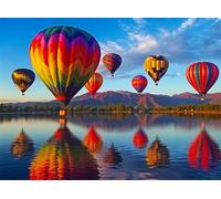 Puzzles for Adults 1000 Pieces Jigsaw Puzzles Beautiful Hot Air Balloon Formation Wooden Wall Art Pictures for Living Room Props Toys