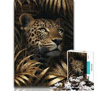 Puzzles for Adults 1000 Pieces Jungle Golden Leopard Adult Puzzles,Educational Games Home Decoration Suitable for Desktop Decoration 26x38cm