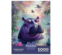 Puzzles for Adults 1000 Pieces Jungle Hippo Serenity Jigsaw for Adults Brain Teaser Game Analysis And Logic Fun Activities at Home 70x50cm/1000pcs