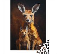 Puzzles for Adults 1000 Pieces Kangaroo Wallaby Baby Animal Jigsaw for Adults Brain Teaser Game Wall Decoration Christmas Birthday Gifts 70x50cm/1000pcs