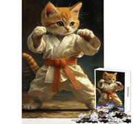 Puzzles for Adults 1000 Pieces Karate Cat Ready to Strike Toy Wall Decor Great Gifts And Toys Impossible Game Wishlist with Santa Claus Size 38x52cm