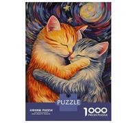 Puzzles for Adults 1000 Pieces Kittens in Starry Embrace -1 Jigsaw Puzzle Brain Teaser Game But Fun And Humorous Christmas Birthday Gifts 38x26cm/1000pcs