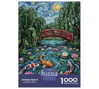 Puzzles for Adults 1000 Pieces Koi Pond with Japanese Bridge Jigsaw for Adults Brain Teaser Game Analysis And Logic Fun Activities at Home 70x50cm/1000pcs