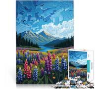 puzzles for adults 1000 pieces Lake Tekapo & Lupins 鈥8A Dreamlike Wonderland Mustermontage Kunstwerk Geschenk52x38cm