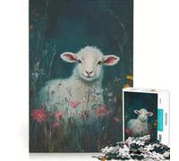 Puzzles for Adults 1000 Pieces Lamb in A Meadow Educational Toy Staycation Kill Time Birthday Present Gifts 38x52cm