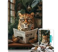 Puzzles for Adults 1000 Pieces Leopard Reading Newspaper Puzzles for Teenagers,Fun Present & Activity for Home,Toy for Rainy Days 26x38cm