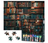 Puzzles for Adults 1000 Pieces Library Bookshelf Jigsaw Puzzles Reading Room 1000 Piece Puzzle Home Wall Decoration Challenging & Vivid Detail Ideal for Puzzle Enthusiasts Size: 70x50cm