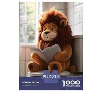 Puzzles for Adults 1000 Pieces Lion Plush Reading on Toilet Jigsaw Puzzle Brain Teaser Game But Fun And Humorous Christmas Birthday Gifts 52x38cm/1000pcs