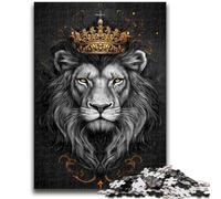 Puzzles for Adults 1000 Pieces Lion Wearing Crown Educational Family Game Deal As Gifts for The Whole Family for And Age 14 Years Up 26x38cm