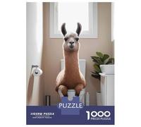 Puzzles for Adults 1000 Pieces Llama on Toilet Bathroom Art Jigsaw Puzzle Brain Teaser Game But Fun And Humorous Christmas Birthday Gifts 52x38cm/1000pcs