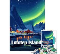 Puzzles for Adults 1000 Pieces Lofoten Islands, Norway, Northern Lights for Educational Game Challenge Toy Family Game For Family Fun Gifts Birthday (Size 38x52cm)