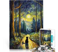 puzzles for adults 1000 pieces Lonely Cat in a Forest Stressabbau-Spielzeug Wanddekoration Einzigartige Geburtstags- und Weihnachtsgeschenke52x38cm