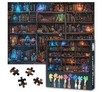 Puzzles for Adults 1000 Pieces, Magic Bookshelf Art Jigsaw Puzzle, Vintage Bookshelf Jigsaw Puzzles, Plant Potion Insect Puzzle Gift-Well Packaged, Home Wall Decor for Bedroom(50.5x70.5cm)