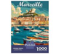 Puzzles for Adults 1000 Pieces Marseille, France Travel Jigsaws for Adults Brain Teaser Game Pattern Assembly Challenging Game Gifts 52x38cm/1000pcs