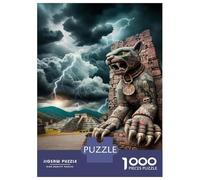 Puzzles for Adults 1000 Pieces Mayan Temple with Lightning Strikes Jigsaws for Adults Brain Teaser Game Analysis And Logic Unique Birthday And Xmas Gifts 70x50cm/1000pcs