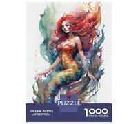 Puzzles for Adults 1000 Pieces Mermaid Watercolor Puzzles for Adults Brain Teaser Game Home Decoration Fun Activities at Home 52x38cm/1000pcs