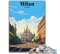 Puzzles for Adults 1000 Pieces Milan Italy Travel Poster for Educational Game Challenge Toy for Is Ideal As A Gift for The Whole Family (size 50x70cm)