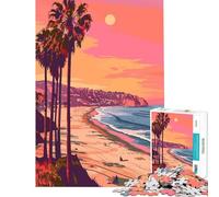 Puzzles for Adults 1000 Pieces Minimalist LA Beach Art for Educational Game Challenge Toy Family Game For Family Fun Gifts Birthday (Size 38x26cm)