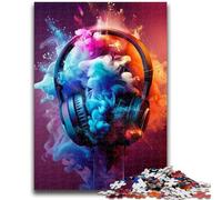 Puzzles for Adults 1000 Pieces Modern Colorful Splash Headphones 1000 Piece Jigsaw,Challenging Family Activity Games DIY Toy for Home Wall Decor Gifts (38x26cm)