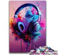 Puzzles for Adults 1000 Pieces Modern Colorful Splash Headphones Adult Jigsaw,Educational Games Wall Decoration Unique Birthday And Xmas Gifts (75x50cm)