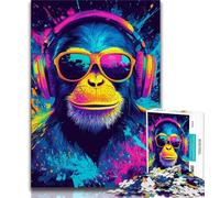 Puzzles for Adults 1000 Pieces Monkey Wearing Glasses,Help The Brain Exercise Addictive Toys to Cultivate Patience Perfect Decoration (38x26cm)