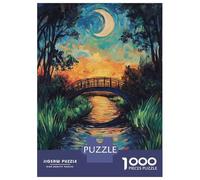 Puzzles for Adults 1000 Pieces Moonlit Bridge Painting Jigsaws for Adults Brain Teaser Game Analysis And Logic Unique Birthday And Xmas Gifts 38x26cm/1000pcs