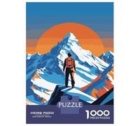Puzzles for Adults 1000 Pieces Mountain Climber at Peak Vector Illustration Jigsaw for Adults Brain Teaser Game Analysis And Logic Fun Activities at Home 70x50cm/1000pcs