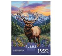 Puzzles for Adults 1000 Pieces Mountain Majesty Elk in Bloom -2 Jigsaw for Adults Brain Teaser Game Analysis And Logic Fun Activities at Home 52x38cm/1000pcs