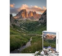 Puzzles for Adults 1000 Pieces Mountain Valley Landscape with Stream Home Decoration Toys Gift For Birthdays Family Games Fun Activities at Home size 38x26cm