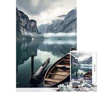 Puzzles for Adults 1000 Pieces Mountains at Lake Boats Jigsaw 1000 Pieces Educational Games Great Gifts And Toys Hand Speed Race (38x52cm)