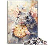 Puzzles for Adults 1000 Pieces Mouse Eating Cookies Family Fun for Is Ideal As A Gift for The Whole Family for And Age 14 Years Up 50x75cm