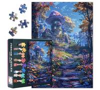 Puzzles for Adults 1000 Pieces Mushroom House in Enchanted Forest Puzzles Challenging Puzzle Suitable for Game Nights for Home Bedroom Hallway Decoration Finished Size: 70x50cm