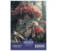 Puzzles for Adults 1000 Pieces Mushroom Skeleton Forest Art Print Adult Jigsaw Puzzle Hands-on Game Staycation Kill Time Challenging Game Gifts 38x26cm/1000pcs