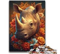 Puzzles for Adults 1000 Pieces Mysterious Rhino Puzzles for Teenagers,Stress Reliever Staycation Kill Time Enhance Love between Couples (50x75cm)