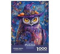 Puzzles for Adults 1000 Pieces Mystical Owl in Witch Hat Jigsaw Puzzle Brain Teaser Game But Fun And Humorous Christmas Birthday Gifts 38x26cm/1000pcs