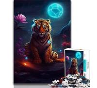 Puzzles for Adults 1000 Pieces Mystical Tiger on Mars 1000 Pieces for Teenagers,Stress Reliever Staycation Kill Time Parent-child Interaction 38x26cm