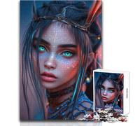 Puzzles for Adults 1000 Pieces Mystical Woman with Green Eyes Tough Challenge Hands-on Game for And from 14 Years And over (size 38x26cm)