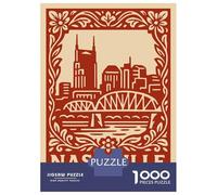 Puzzles for Adults 1000 Pieces Nashville Skyline Vintage Jigsaws for Adults Brain Teaser Game Pattern Assembly Challenging Game Gifts 38x26cm/1000pcs