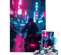 Puzzles for Adults 1000 Pieces Neon City Riders for Educational Game Challenge Toy Hands-on Game Stress Reliever Funny Gifts (Size 38x26cm)