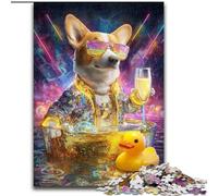 Puzzles for Adults 1000 Pieces Neon Corgi, Challenging Game And Family Play with Fully Interlocking Randomly Shaped Pieces (Size 50x75cm)