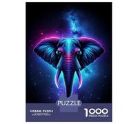 Puzzles for Adults 1000 Pieces Neon Elephant Wall Art Print Jigsaws for Adults Brain Teaser Game Analysis And Logic Unique Birthday And Xmas Gifts 38x26cm/1000pcs