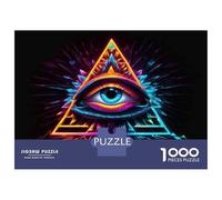 Puzzles for Adults 1000 Pieces Neon Eye Pyramid Art Print Jigsaw Puzzle Brain Teaser Game But Fun And Humorous Christmas Birthday Gifts 70x50cm/1000pcs