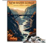 Puzzles for Adults 1000 Pieces New River Gorge National Park, Challenging Difficult with Fully Interlocking Randomly Shaped Pieces 50x75cm